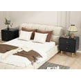 thumbnail image 6 of HLR Modern Fluted Wood Nightstand with 2 Drawers, Bedroom Black Bed SideTable with Storage, 6 of 8