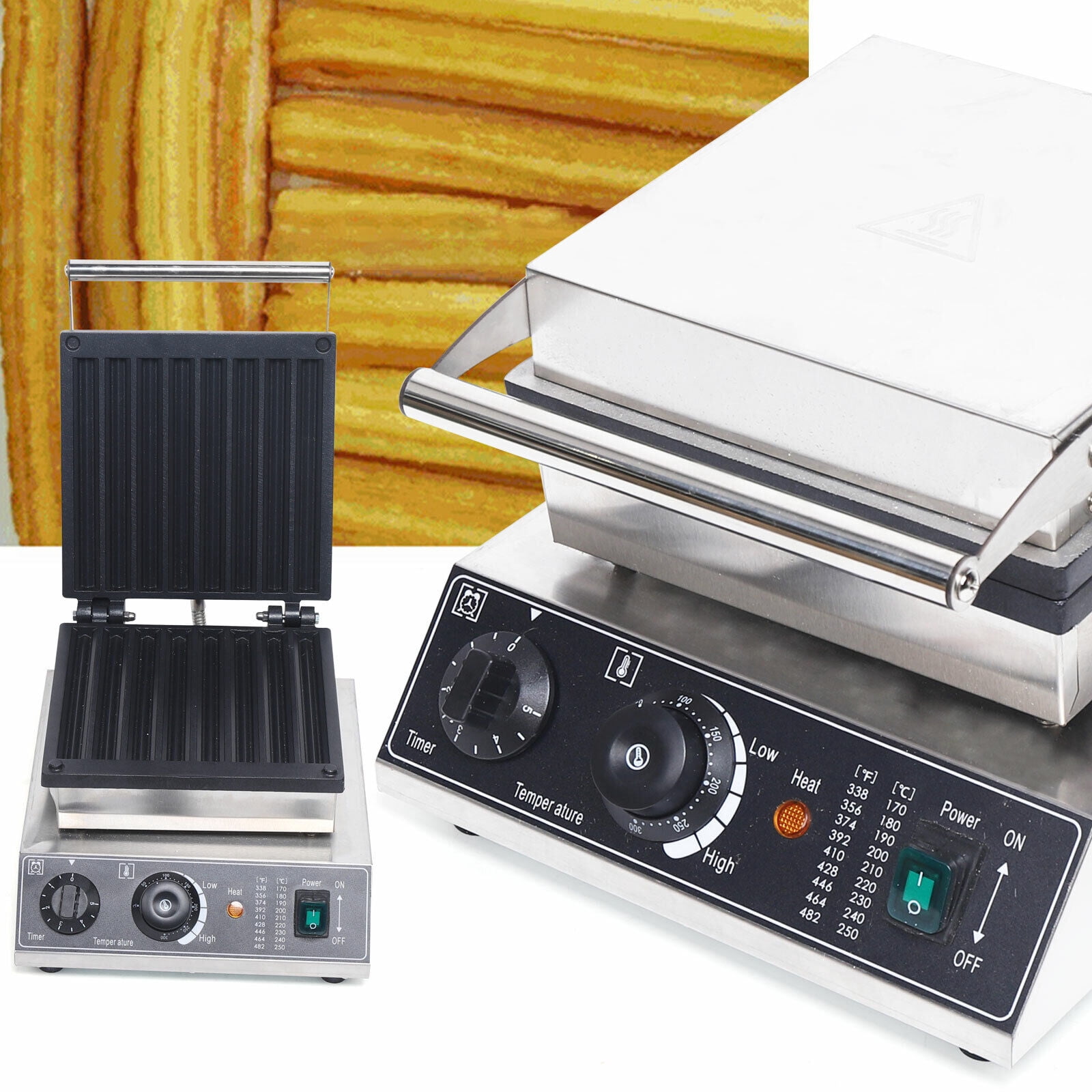 1500W Electric Churro Maker 8 Slices Commercial Muffin Waffle Machine Non-Stick Pans
