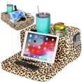 thumbnail image 5 of Couch Cup Holder Tray & Tablet Pillow Stand - Bed, Couch Caddy, Sofa - Holds Drinks, Snacks, Remotes, Phones, Tablet | Bed Cup Holder (Leopard), 5 of 9