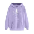 thumbnail image 2 of PNTUTB Women's Print Winter Hoodie Pullover Loose Basic Round Neck Long Sleeved Comfortable Sweatshirt, 2 of 6