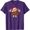 thumbnail image 1 of Fun Monkey Wearing Xmas Hat Cute Animal Cartoon Character T-Shirt, 1 of 1