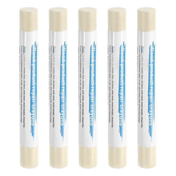 Uxcell 5pcs Wood Filler Sticks Wooden Wax Touch Up Furniture Repair Crayons for Scratch Cracks Hole Table Wood Floor, White Oak
