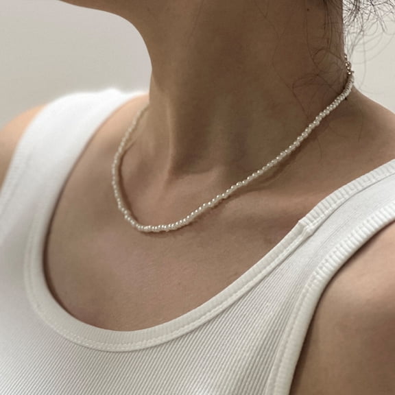 Cterwk 1PC Pearl Necklace for Women,3-14MM Round Pearl Choker Necklace Wedding Pearl Necklace Jewelry for Women