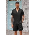 thumbnail image 2 of COOFANDY Mens Guayabera Shirt Short Sleeve Casual Drawstring Shorts with Pocket, 2 of 7
