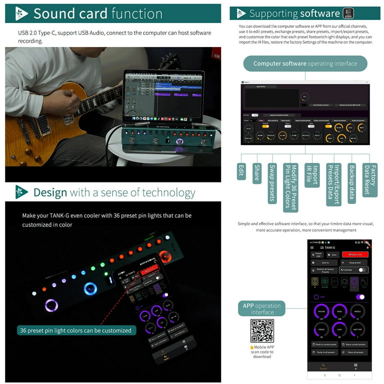 ギター M-VAVE TANK-G M-VAVE TANK-G Multi Effects Guitar Pedal Built in