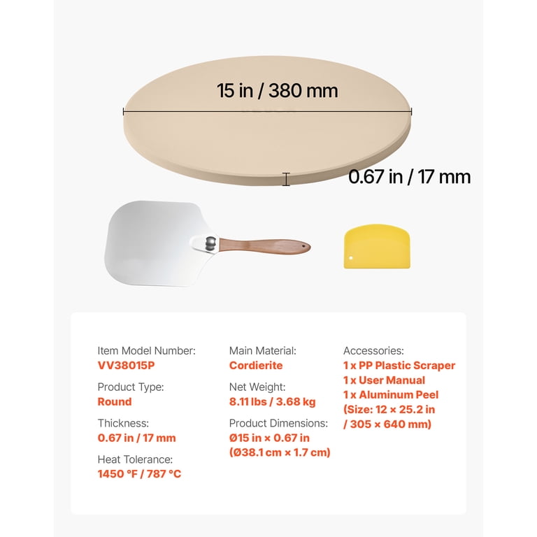 KFFKFF 15-Inch Round Cordierite Pizza Stone with Peel photo 7