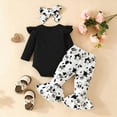 thumbnail image 3 of Newborn Infant Baby Girls Clothes Fall Winter Outfit Newborn Going Home Outfit Cute Cow Print Ruffle Romper and Long Pants Clothing Sets for Newborn Baby Girl 0 3 6 9 12 18 Months, 3 of 6
