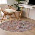 thumbnail image 4 of Round Rugs 3.3Ft, Red Brick Wall Round Area Rug Washable Indoor Throw Carpet, Vintage Farmhouse Stone Rocks Geometric Print Soft Non Slip Circle Rug for Laundry Room Patio Home Decor Aesthetic, 4 of 8