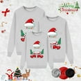 thumbnail image 2 of Fiaer Christmas Family Matching Sweatshirt Long Sleeve Letter Santa Hat Print Pullover Trendy Crew Neck Loose Fit Warm Breathable Tops Dad Grey3 M, 2 of 4