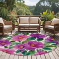 thumbnail image 4 of Purple Flowers Round Area Rug 8Ft Washable Large Circle Rugs for Living Room Dorm, Spring Watercolor Floral Leaves Botanical Beige Non-Slip Carpet Floor Mats Indoor Outdoor Carpet Runner Home Decor, 4 of 8