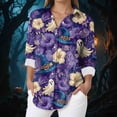 thumbnail image 2 of Godom Womens Halloween Shirt Cute Ghosts Print Button Down Shirts Long Sleeve Loose Fit Blouses Tops, 2 of 5