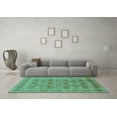 thumbnail image 3 of Ahgly Company Machine Washable Indoor Rectangle Oriental Turquoise Blue Traditional Area Rugs, 7' x 10', 3 of 4