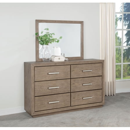 Kenora 6-drawer Dresser and Mirror Barley Brown