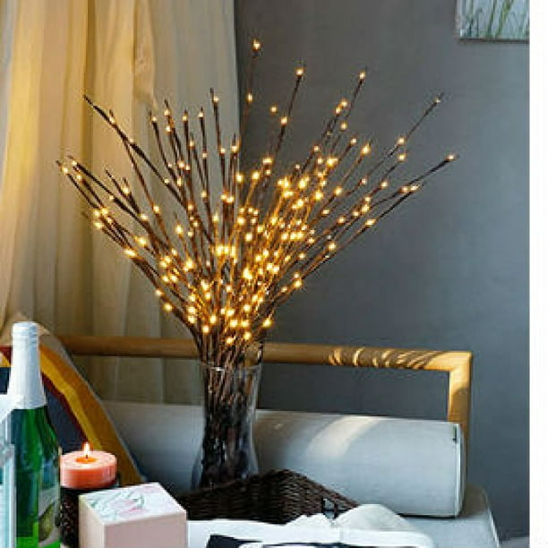 Lot de 5 Branches Lumineuses à 20 LED Lampe Décoration pour Fête Noël (  Blanc chaud )