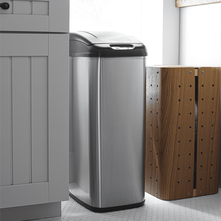 Nine Stars Automatic Kitchen Trash Can, 13.2 Gallon Stainless