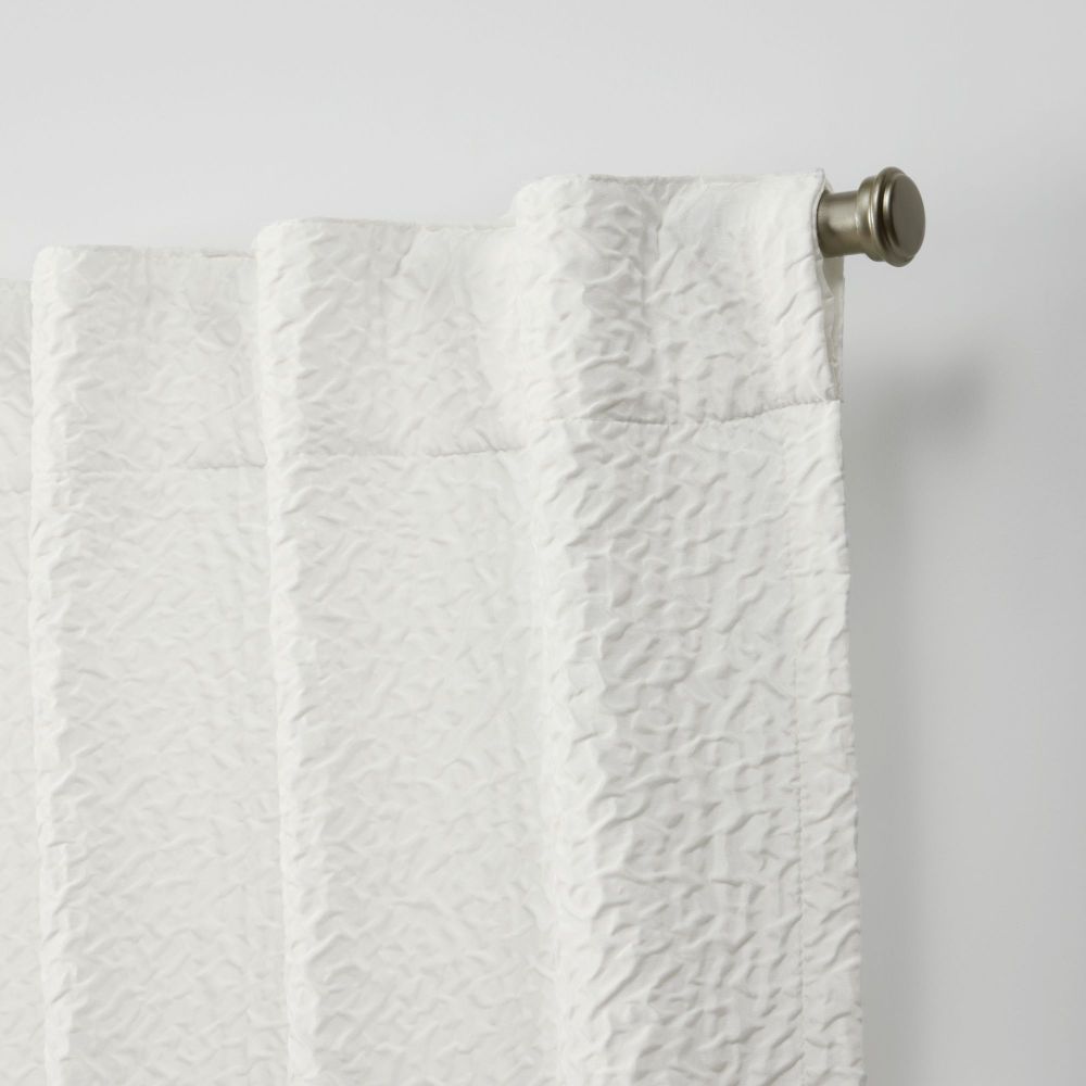 Nicole Miller Textured Matelassé Hidden Tab/Rod Pocket Top Light Filtering Curtain Panel Pair, 50"x96", Snowflake