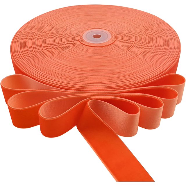 BokingOne Vintage Orange Velvet Ribbon, 1 Inch X 30Yds Single Face Velvet Ribbon for Gift Wrapping Home Wedding Party Decorations Arts Crafts