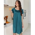 thumbnail image 3 of Ekouaer Satin Nightgowns for Women 2 Pack Silk Nightgown Pleated Loose Night Shirts Short Sleeve Sleep Shirts, 3 of 6