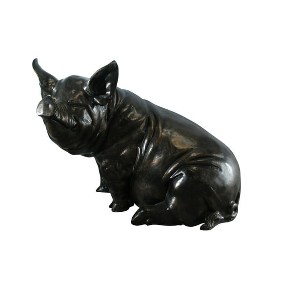Nifao Large Sitting Pig Aluminum Statue with Realistic Details – Home Decor Sculpture, 43"L x 27"W x 35"H