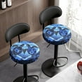 thumbnail image 3 of Renewold Sea Turtle Hibiscus Blue Round Stool Covers Washable and Stretch Bar Stool Seat Cover Cushion 12"-14" Dustproof Stool Cushion Slipcover, 3 of 6