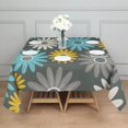 thumbnail image 3 of 60x60in(152x152cm) Square Tablecloth, Waterproof Polyester Table Cover, Wrinkle Resistant & Washable Fabric for Dining, Kitchen, Picnic, Daisy Flowers Print, 3 of 6