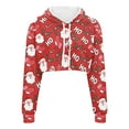 thumbnail image 3 of Renewold Santa Candy Canes Cropped Hoodie Sweatshirts Novelty Christmas Women Long-Sleeve Pullover Vibrant Tracksuit Shirt for Daily Wear Clothing Size M, 3 of 6