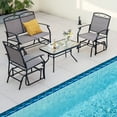 thumbnail image 3 of Costway 4pcs Patio Glider Set Single Swing Rocking Chair Heavy-Duty Metal Frame Outdoor, 3 of 10