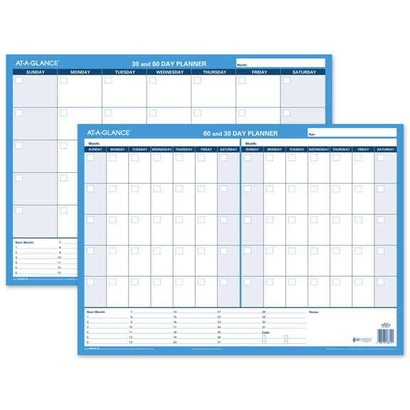 AT-A-GLANCE Undated 30/60-Day Horizontal Erasable Wall Calendar, Reversible, 24" x 17"