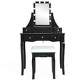 thumbnail image 3 of Patiojoy Coiffeuse à DEL Table de Maquillage Bureau avec Tiroirs et Tabouret Rembourré Noir, 3 of 10
