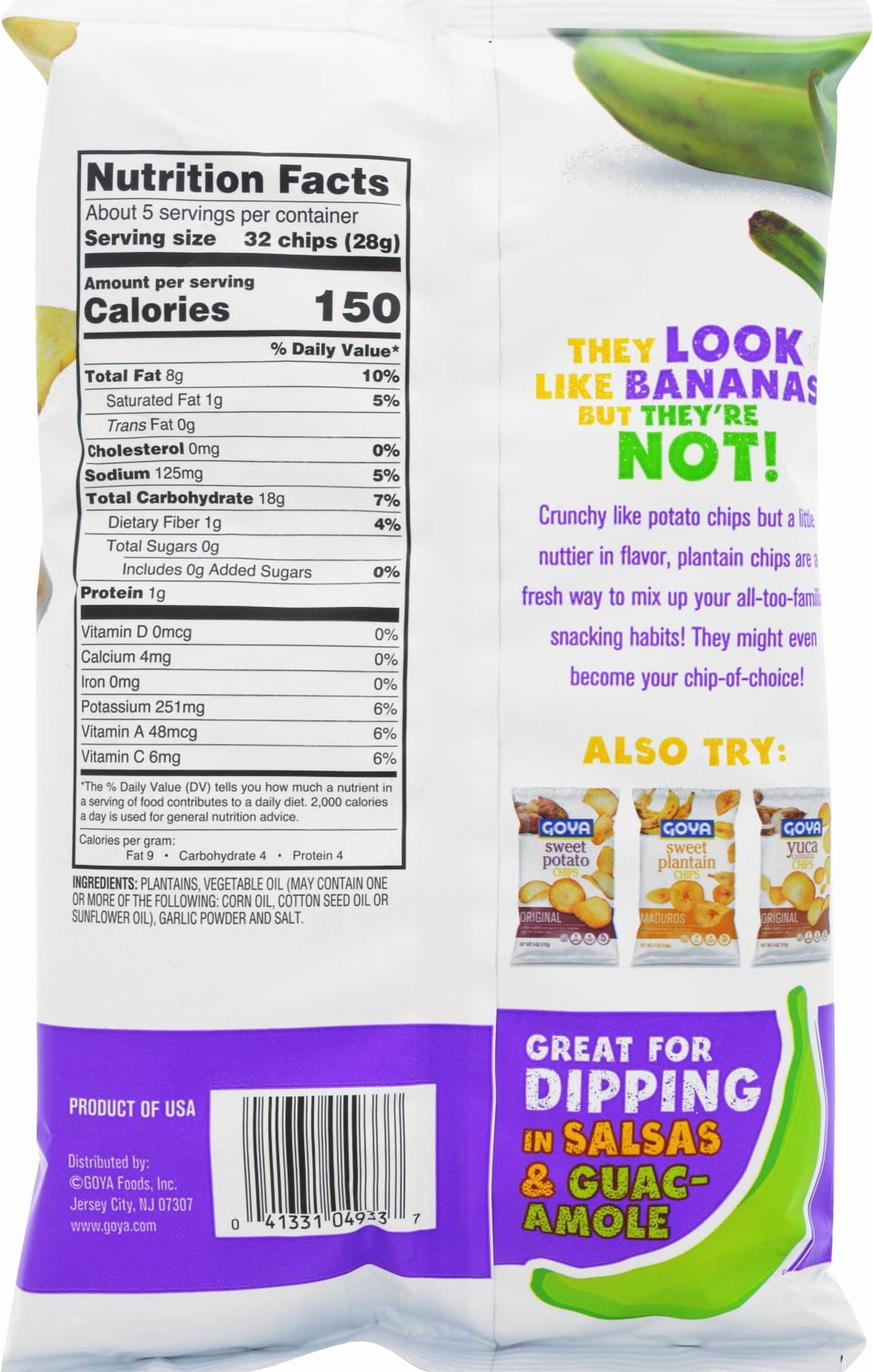 (4 pack) Goya Plantain Chips, Garlic, 5 Oz