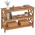 thumbnail image 5 of SuperDeal 48-in Indoor Outdoor Console Table 3-Shelf Weather-Resistant Wooden Buffet Bar Table, Natural, 5 of 11