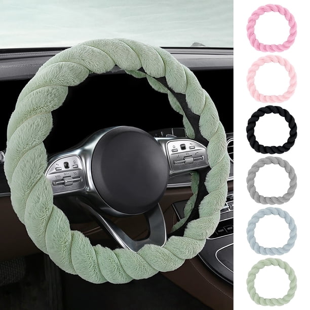 Cubierta del volante - Polar suave antideslizante para llantas de 14-15 pulgadas, calor y agarre invernal, ajuste universal para coches, gris