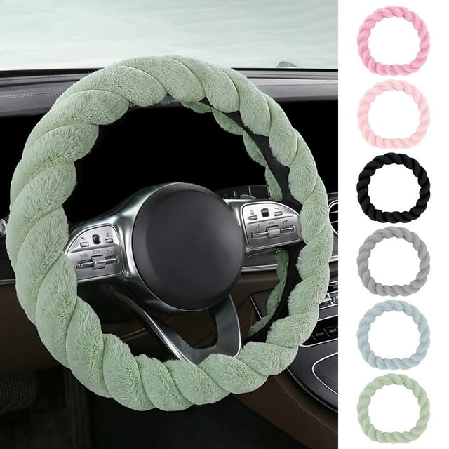 Car Steering Wheel Cover Universal Fit 14-15 Inch | Warm Plush Fuzzy Non-Slip Grip | Winter Soft Interior Accessory | Anti-Slip Protection for Car SUV Truck | Easy Install | Multiple Colors | Cozy