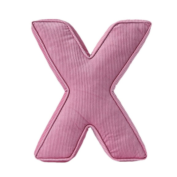 15" Plush Letter Pillow - Soft Corduroy Alphabet Throw Pillow A to Z, Hugging Shaped Decorative Cushion for Bedroom, Living Room, Sofa, Dorm & Nursery Decor (Pink)