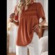 thumbnail image 5 of Blusas de Verano para Mujer, Cuello Redondo, Corta, Blusas Casuales de con Dobladillo de Encaje Fluido, Ropa de Moda 2025 Marrón L, 5 of 10