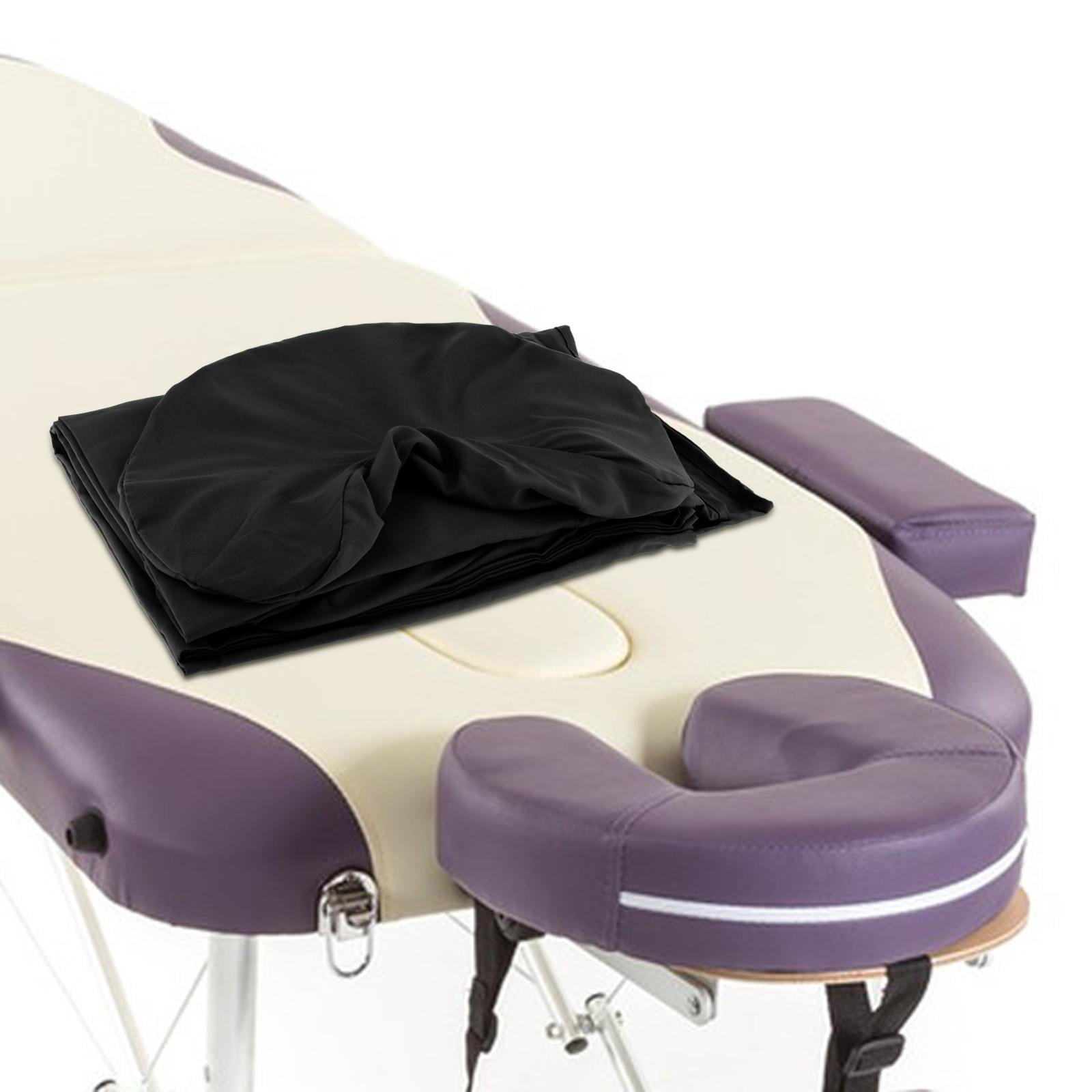 TOOYFUL 3 Pieces Massage Table Sheet Set,SPA Bed Cover, Breathable, Soft,Washable,Face Rest Cover,Massage Fitted Sheet for Beauty SPA Black