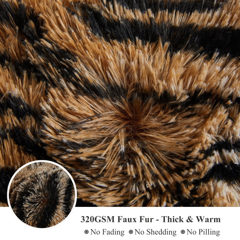 XeGe Fluffy Faux Fur Cheetah Print Bed Blanket Kids Adults Couples