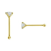 Natural Genuine Diamond Nose Stud Ring 2mm 14k Solid Yellow Gold 20g
