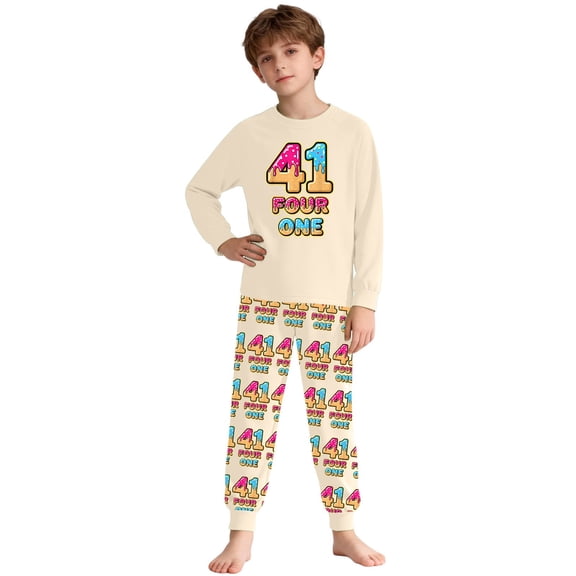 JAJAHO Boys Girls 2 Piece Outfits 41 Shirts Pants Set Ice Print Long Sleeve Soft Top Boy Girl Home Clothes Comfortable Outfit