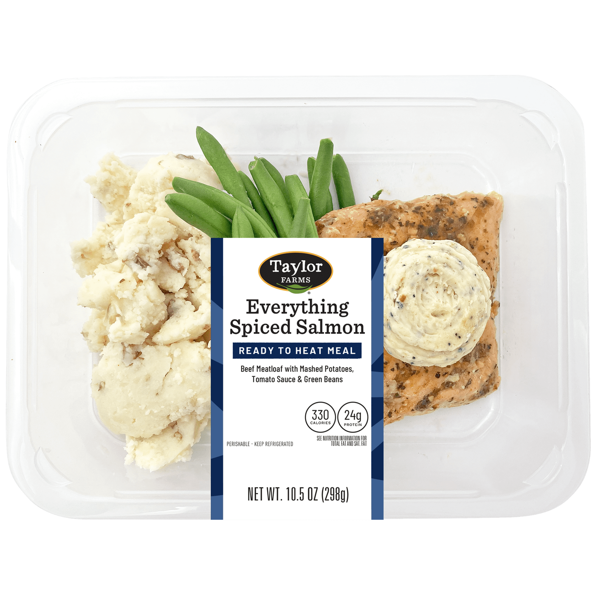 Taylor Farms Everything Spiced Salmon with Mashed Potatoes, Microwave Ready Single Serve Meal, 10.5 oz (Fresh)