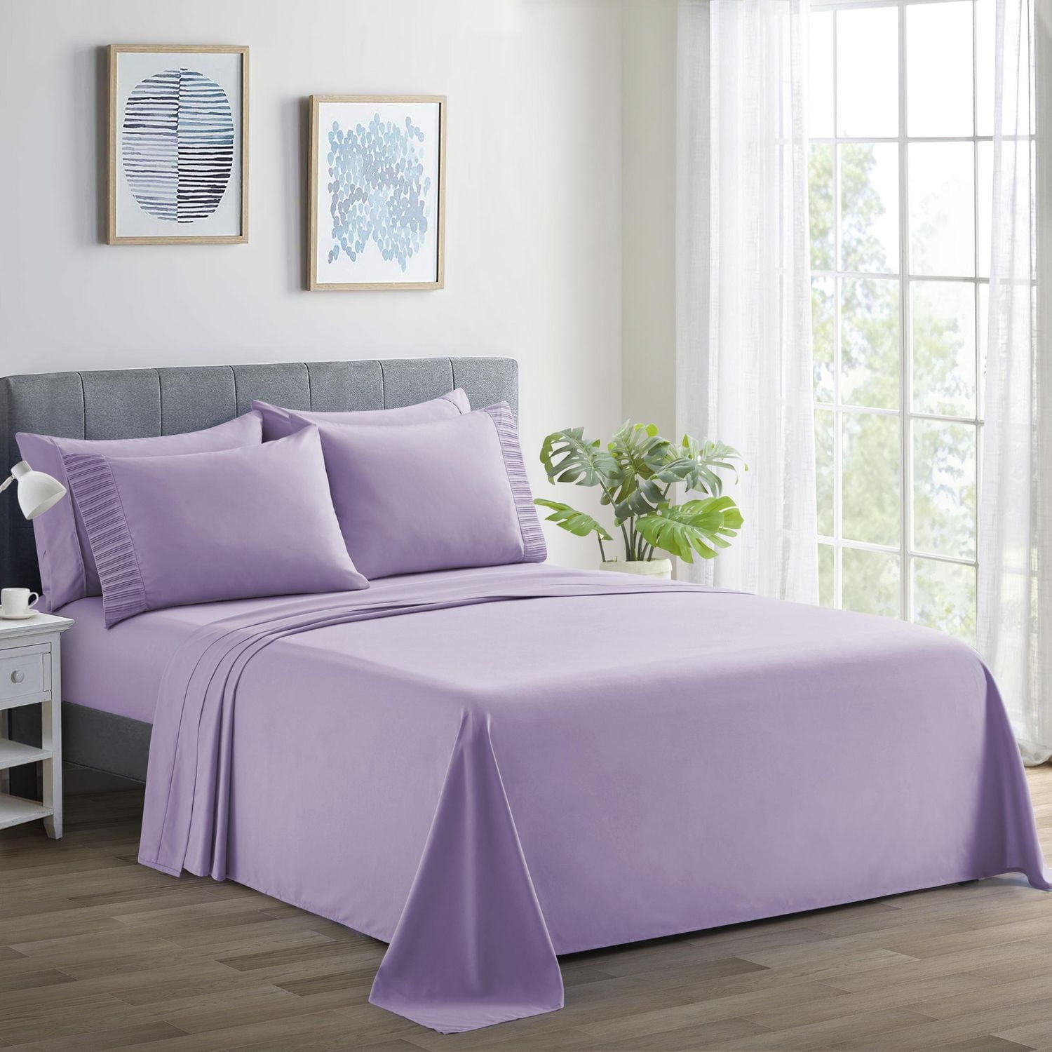 Literie Marina Décoration en rayonne de bambou ultra douce et soyeuse, toutes saisons, couleur violet