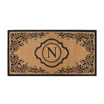 A1HC Natural Coir Monogrammed Floral Door Mat, 36"x72", Durable Anti-Shed Outdoor Door Mat, Heavy-Duty, Low-Profile, Easy to Clean