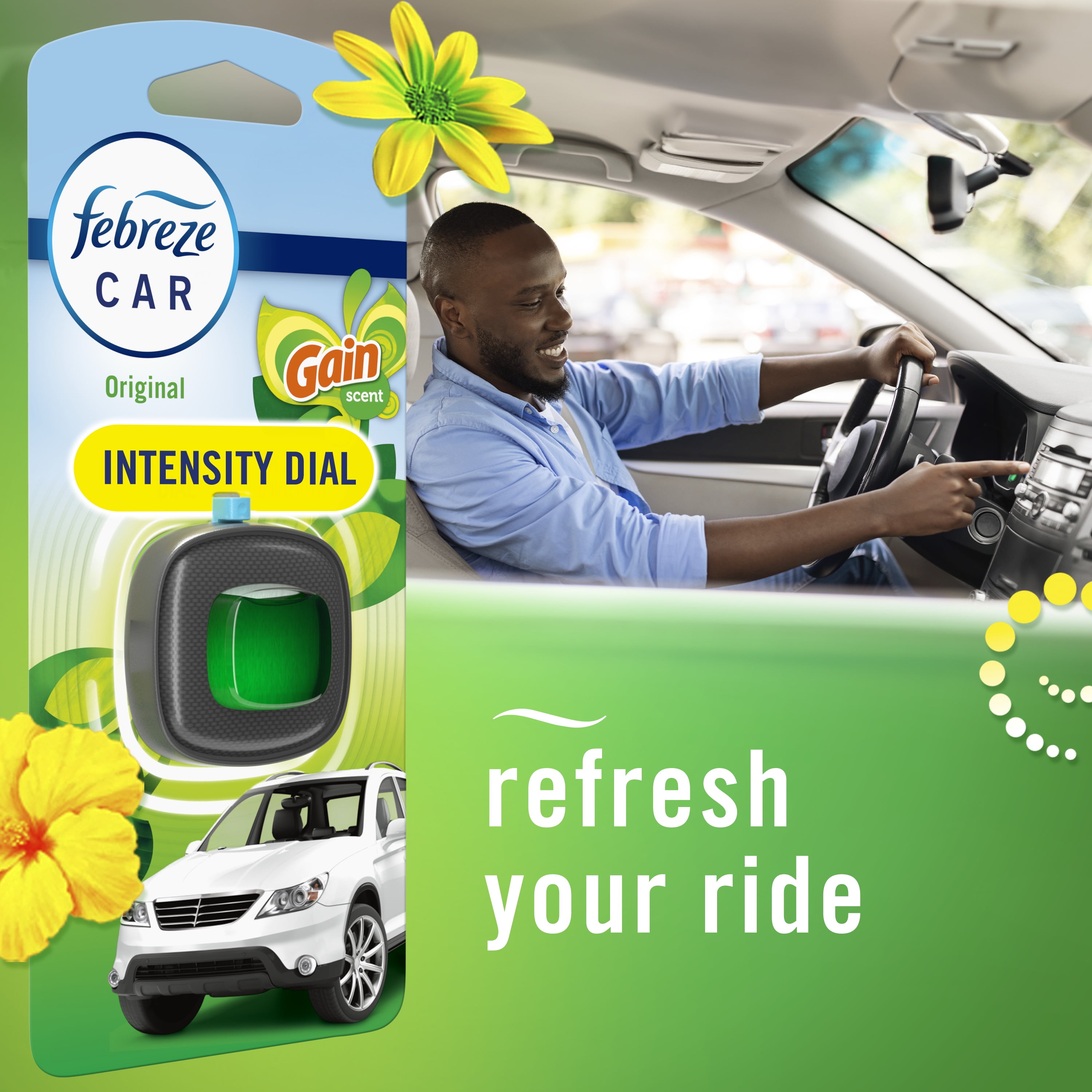 (2 pack) Febreze AUTO Car Air Freshener, Odor-Fighting Car Vent Clip, Gain Original, 2 Count
