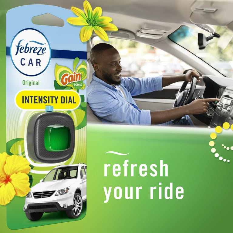Febreze AUTO Car Air Freshener, Odor-Fighting Car Vent Clip, Gain