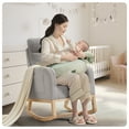 thumbnail image 2 of Sunvasagoo Wingback Rocking Chair with Wood Frame, Fleece/Linen/PU Upholstery, 4 Colors, 2 of 7