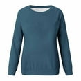 thumbnail image 4 of Crewneck Sweatshirts for Women Solid Color Long Sleeve Shirts O-Neck Pullover Tops, 4 of 5
