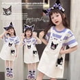 thumbnail image 1 of Vestido informal a rayas para niña, vestido mameluco de moda de verano de manga corta, ropa para niños, trajes para niños, vestidos para niños pequeños, 1 of 5