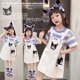 thumbnail image 1 of Vestido informal a rayas para niña, vestido mameluco de moda de verano de manga corta, ropa para niños, trajes para niños, vestidos para niños pequeños, 1 of 5