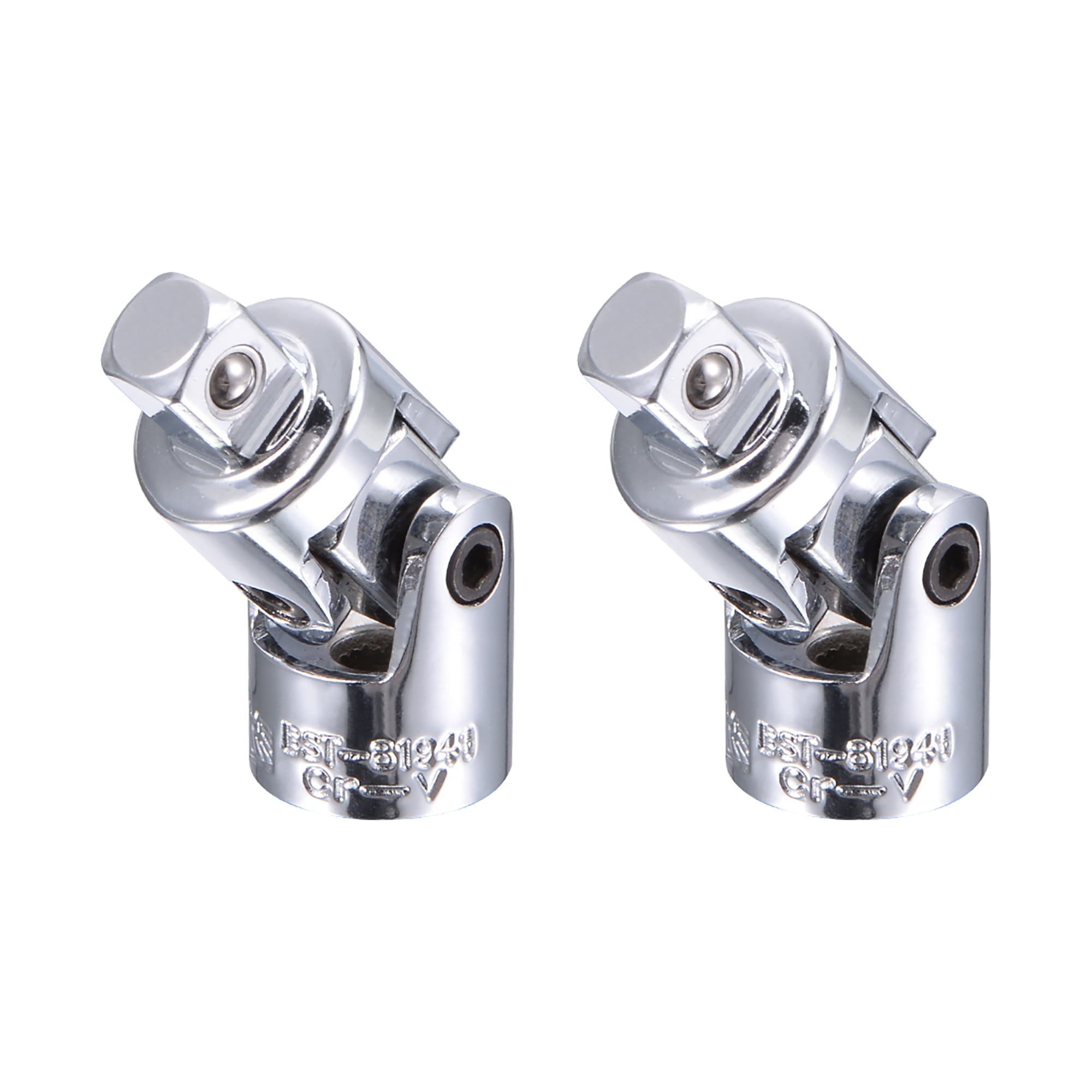 2 Pcs 1/4" Drive Universal Joint Adapter Ratchet Socket, CrV Steel