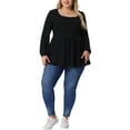 thumbnail image 2 of Blusas de Talla Grande Agnes Orinda para Mujeres, con Cuello Redondo, Manga Larga, Top de Peplum de Punto 2X Negro, 2 of 6